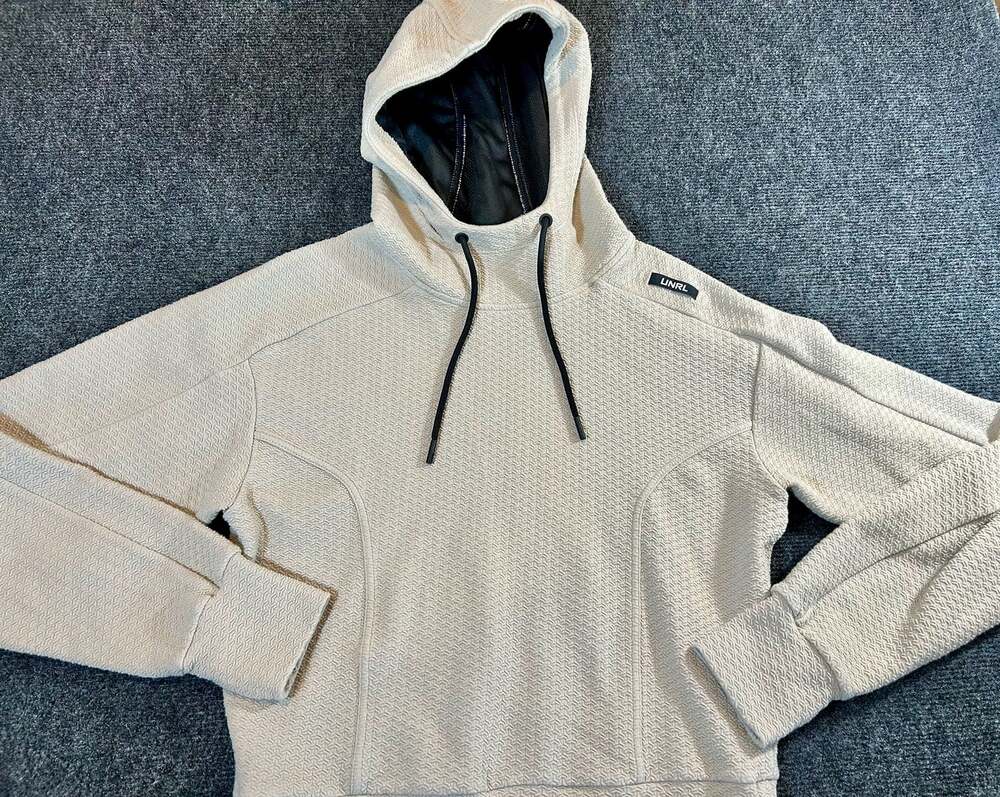 UNRL Women's Elevation Hoodie Beige Textured Pullover Size Small